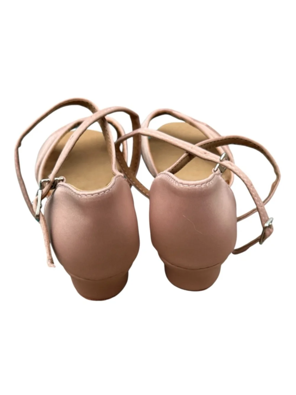 MSMAX Pink Ballroom Dance Shoes Satin Strappy Low Heel Girls Size 33 US Kid 2–2.